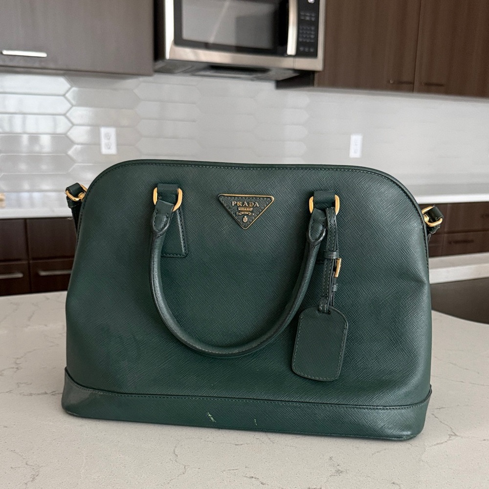 Prada Forest Green Leather Satchel